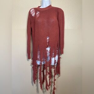 Hot & Delicious Rust Knit Distressed Sweater